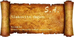 Simkovits Ambos névjegykártya